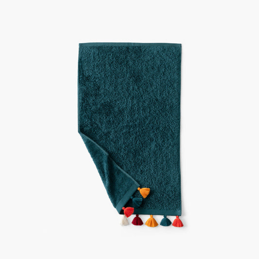 Eclats petrol blue cotton guest towel