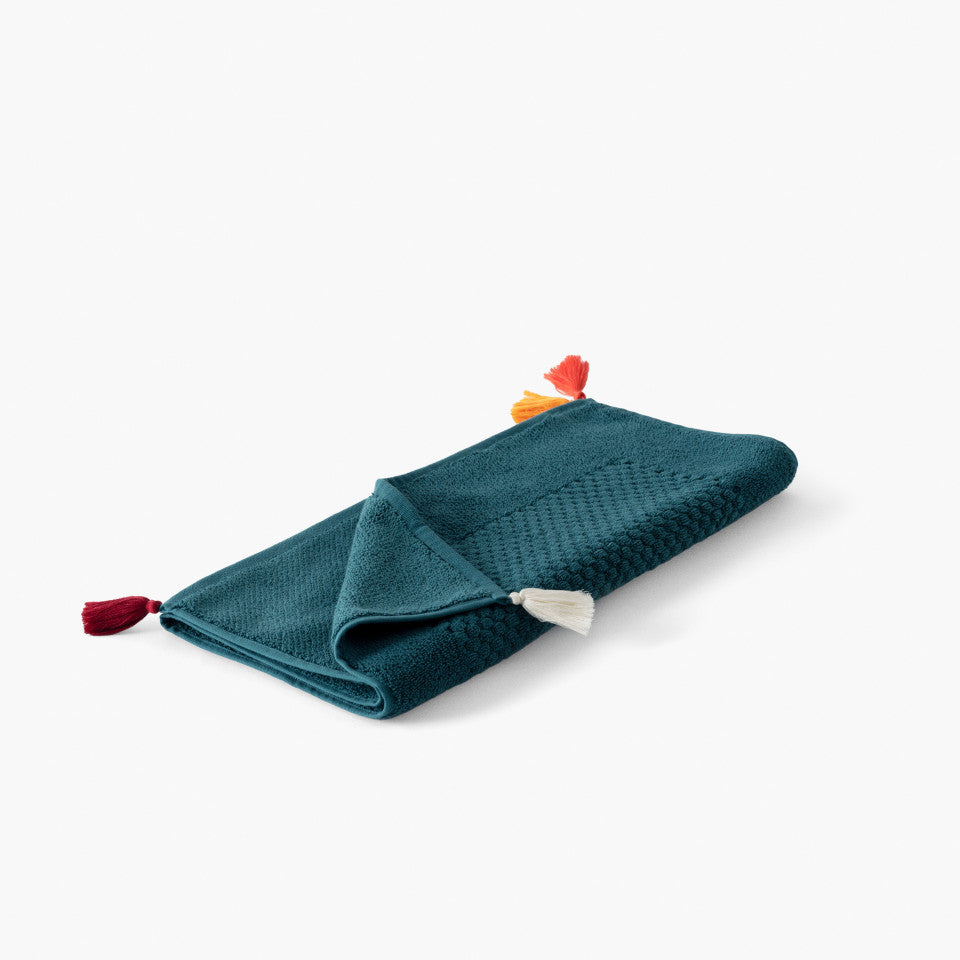 Eclats cotton bath mat in petrol blue