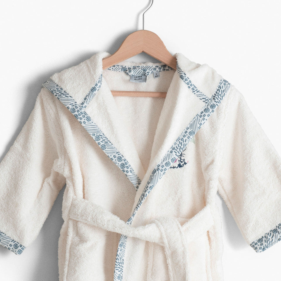 Dandine ivory organic cotton hooded children's bathrobe