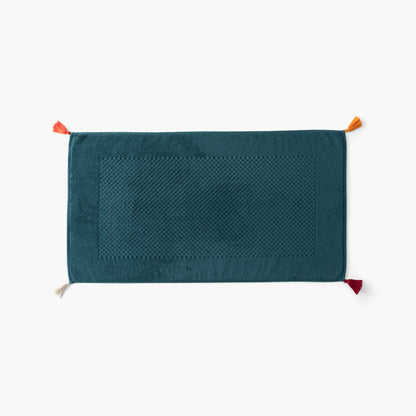 Eclats cotton bath mat in petrol blue