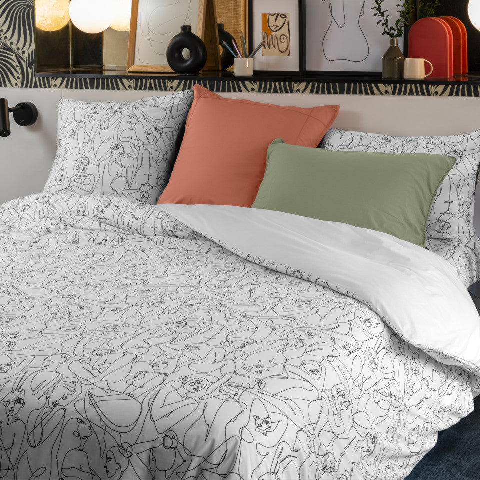 Callipyge cotton percale reversible duvet cover