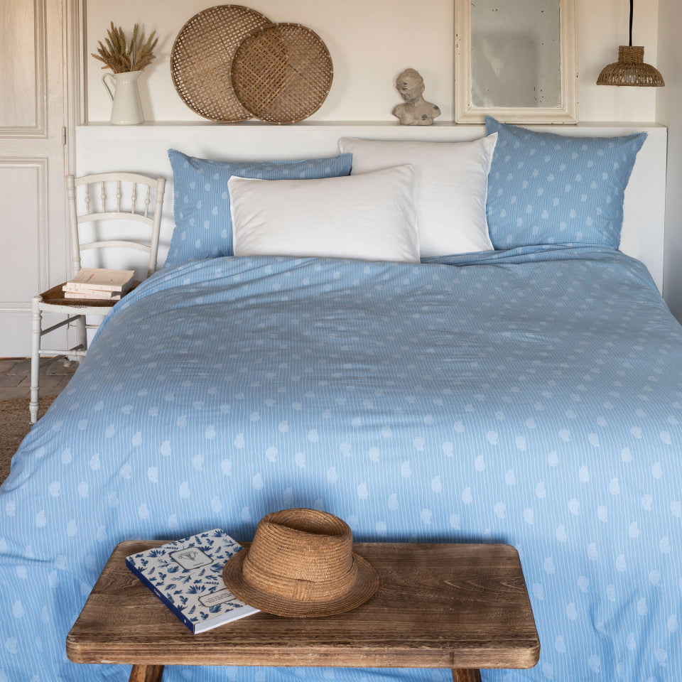 Madeleine washed linen and cotton reversible duvet cover