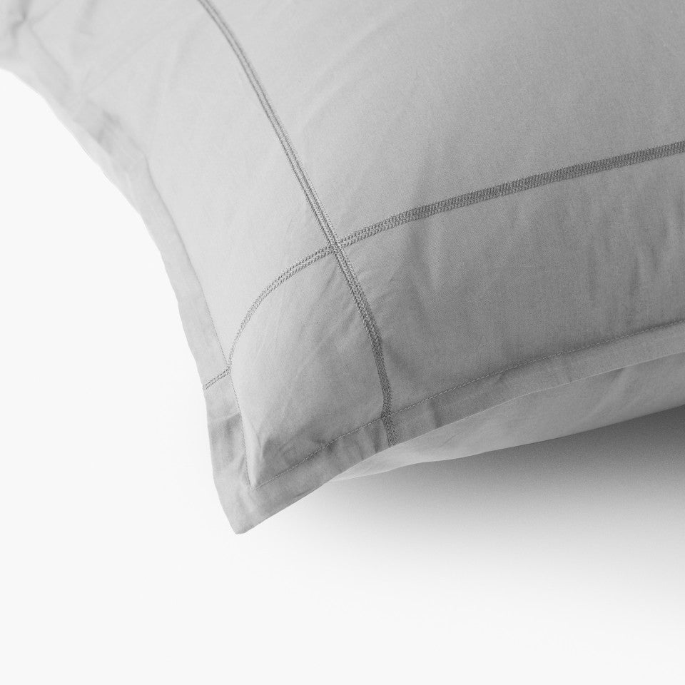 Neo grey cotton percale square pillowcase
