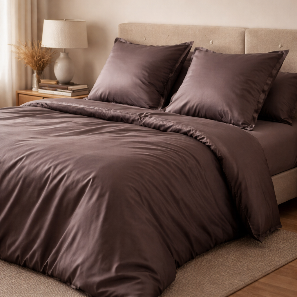 MAESTRO  washed cotton satin duvet cover ebene