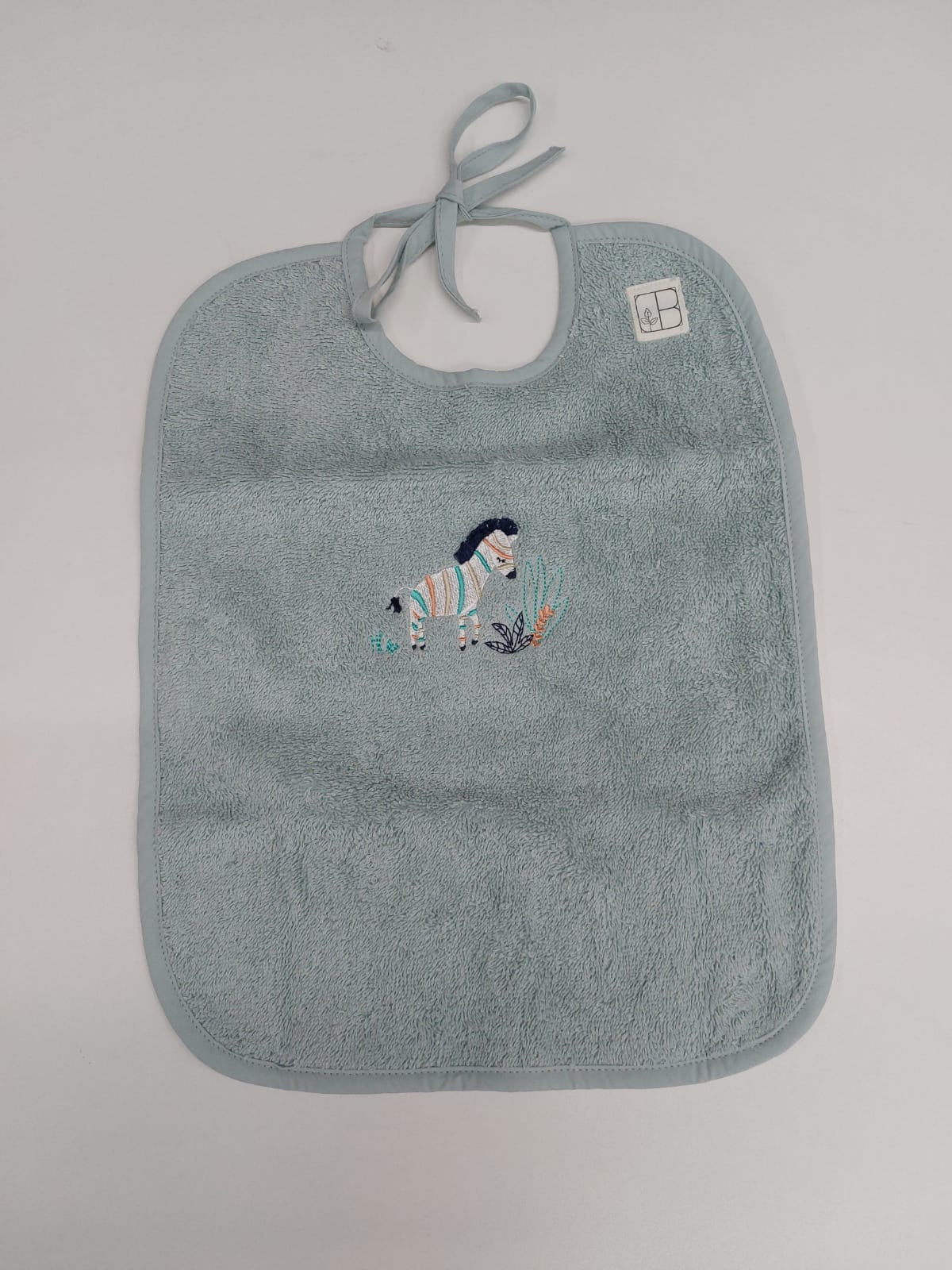 TRIBU Cotton bib towel embroidered leopard almond