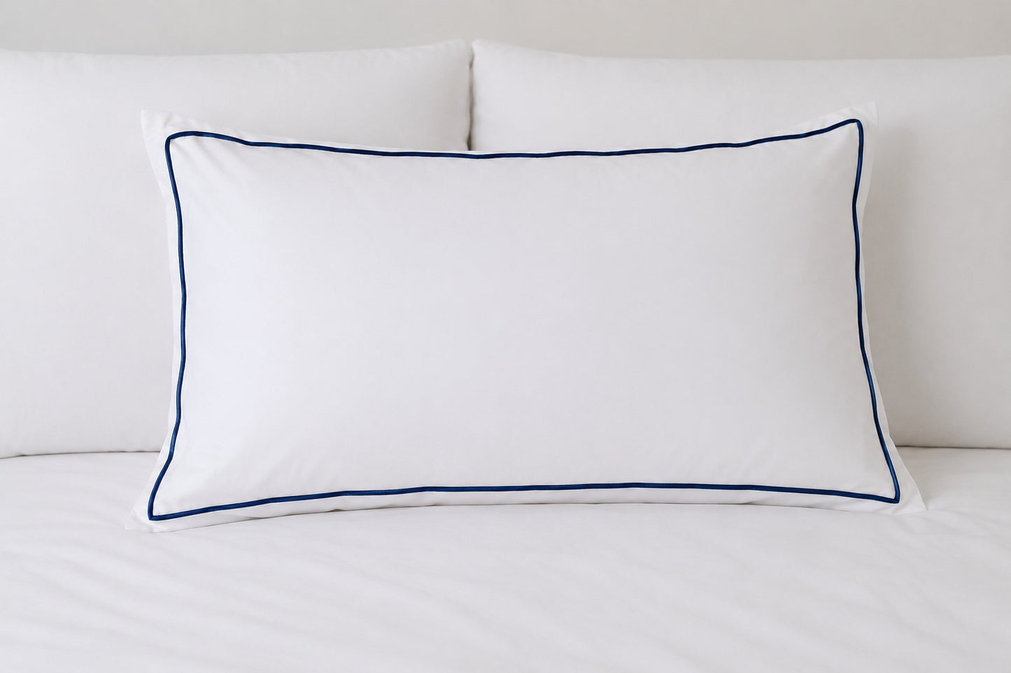 HOTEL cotton full bed set piping blue