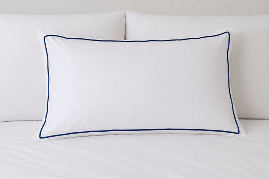 HOTEL cotton full bed set piping blue