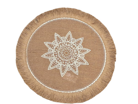 W&M Boho round placemat 35cm dark beige