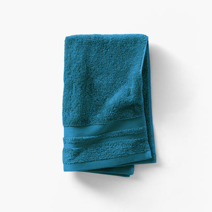 Lola II Peacock Blue Cotton Guest Towel