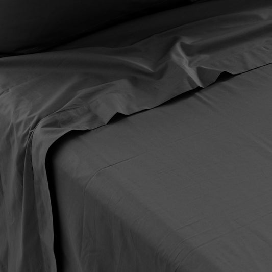 Neo anthracite cotton percale bed sheet