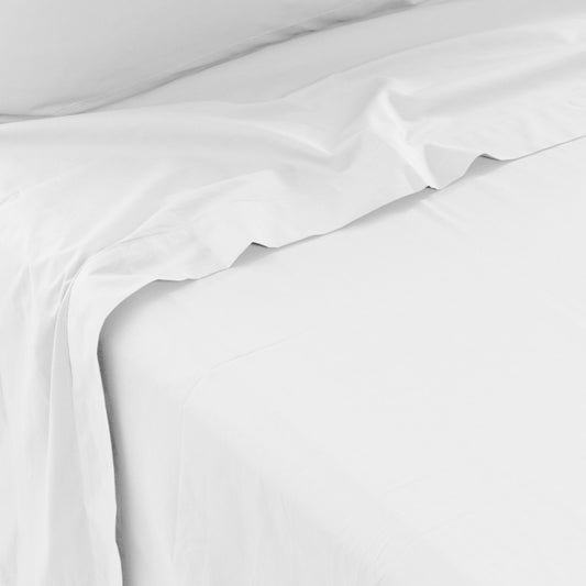 Neo Percale Cotton Flat Sheet in White