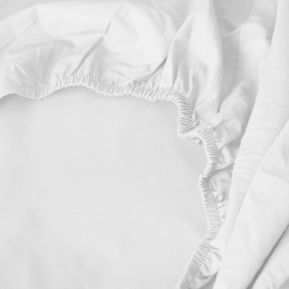 Neo White Cotton Percale Fitted Sheet