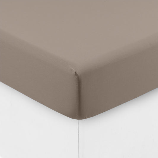 NEO taupe fitted sheet percale cotton