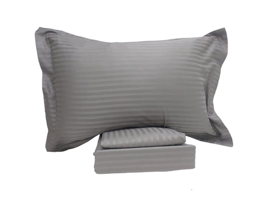 W&M stripe sateen cotton full bed set grey