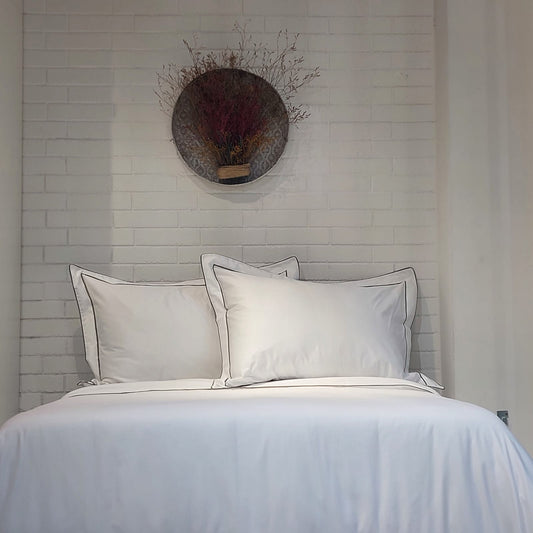 HOTEL cotton full bed set white/grey