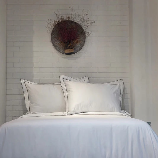 HOTEL cotton full bed set piping blue