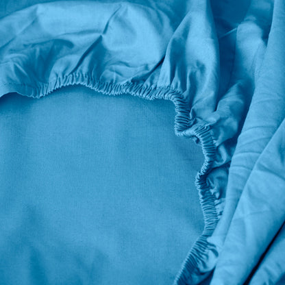 Neo azure cotton percale fitted sheet