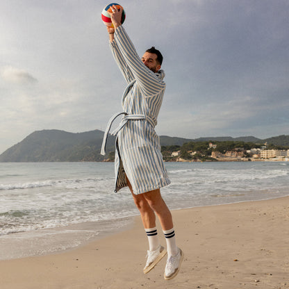 Unisex Combo reversible bathrobe in navy and sky blue