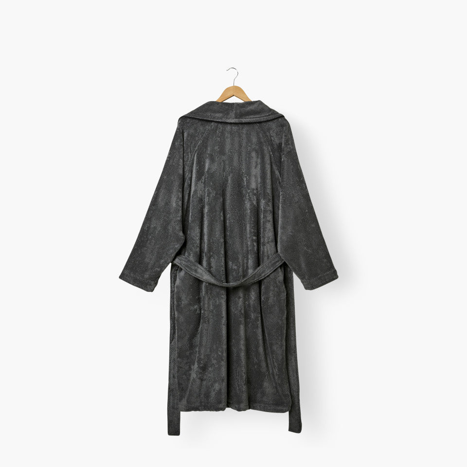 Sasha unisex bathrobe in Basalt and black cotton
