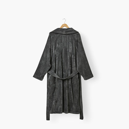 Sasha unisex bathrobe in Basalt and black cotton