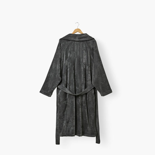 Sasha unisex bathrobe in Basalt and black cotton
