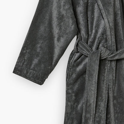 Sasha unisex bathrobe in Basalt and black cotton