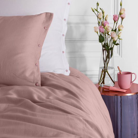 Quartz blush organic washed cotton satin square pillowcase