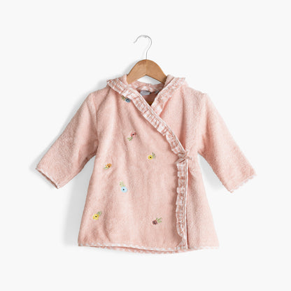 REVE D'OR dragée embroidered bathrobe in organic cotton