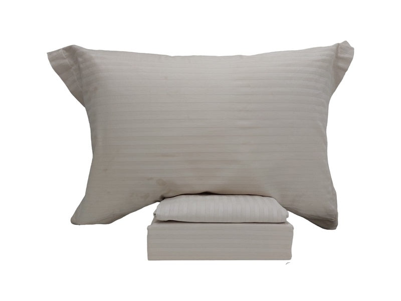 W&M stripe sateen cotton full bed set light beige