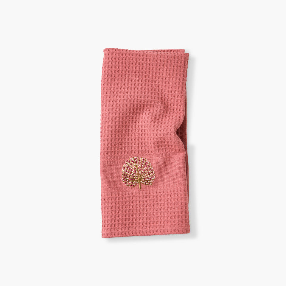 Honeycomb cotton tea towel, Volupté rosewood
