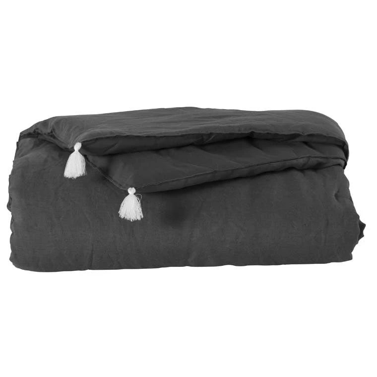 SONGE washed linen and cotton quilt anthracite