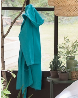 AZUR cotton hooded bathrobe for women