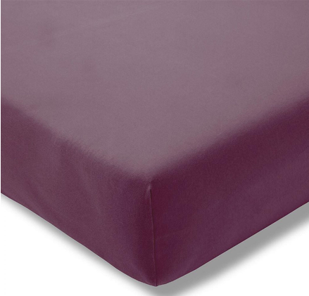 MEZZO aubergine cotton percale fitted sheet