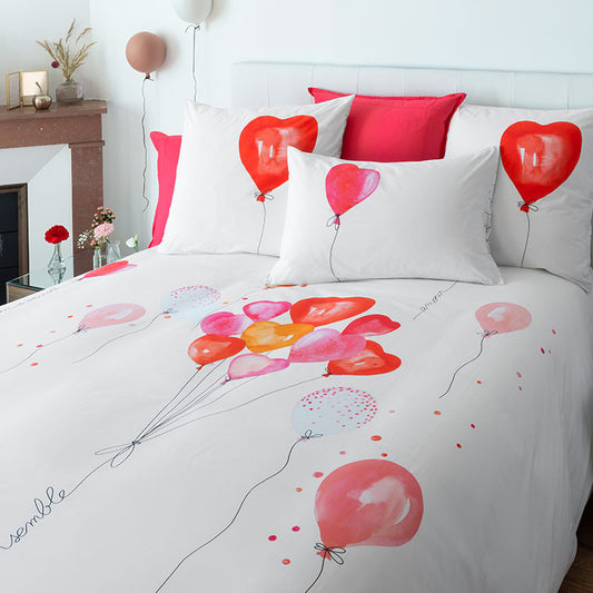 MONAMOUR Heart-printed cotton percale duvet cover